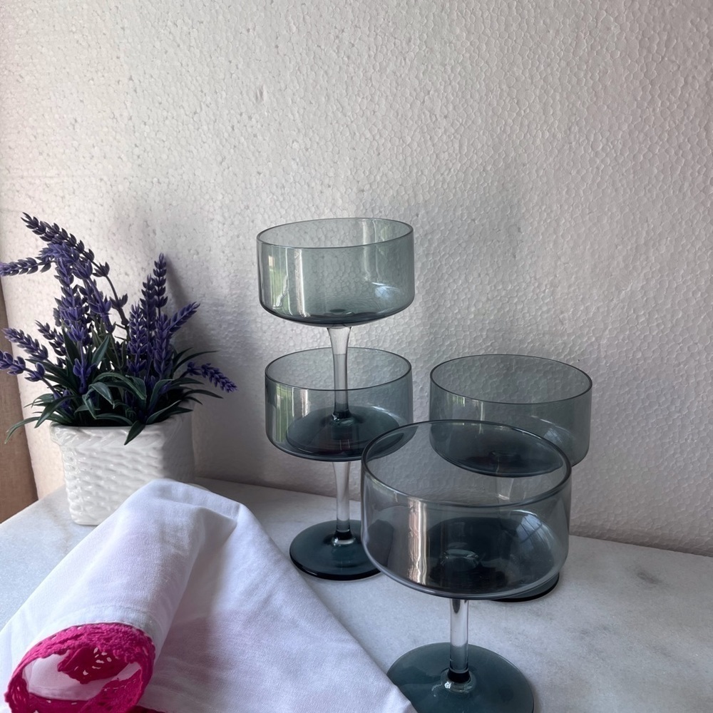 8 glasses MCM Lenox dust blue glasses set of 8 - Picture 5 of 12